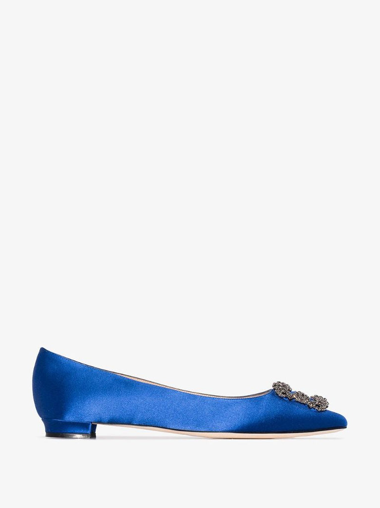Blue Hangisi Satin Flat Pumps
