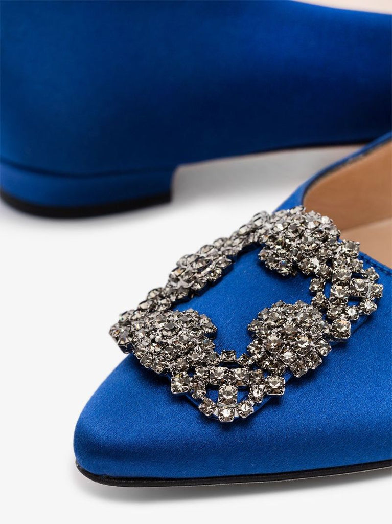 Blue Hangisi Satin Flat Pumps