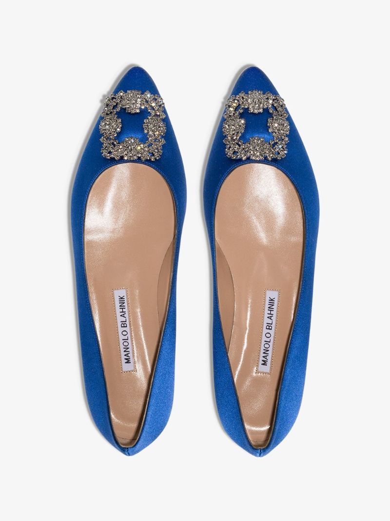 Blue Hangisi Satin Flat Pumps