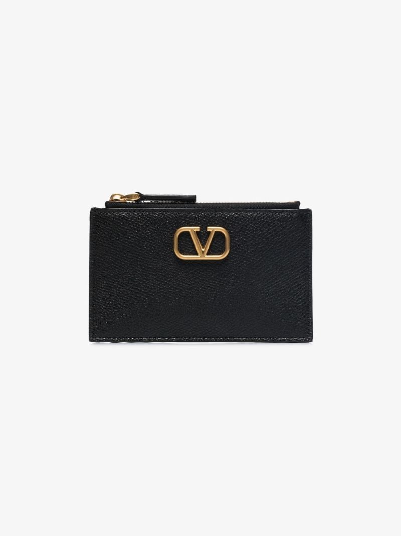 Black Vlogo Signature Leather Card Holder