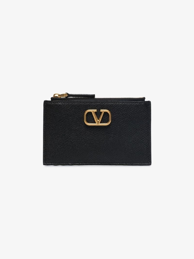 Black Vlogo Signature Leather Card Holder