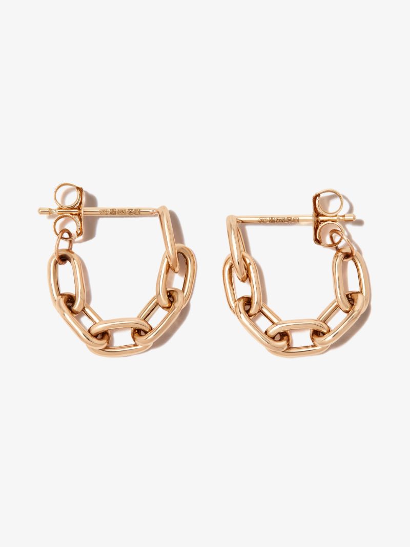 14k Yellow Gold Chain Link Huggie Earrings