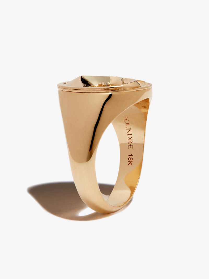 18k Yellow Gold Capricorn Diamond Signet Ring