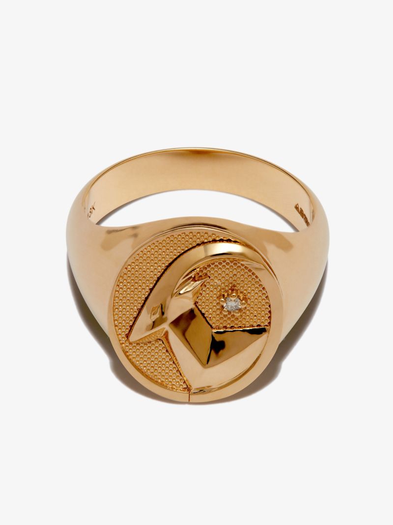 18k Yellow Gold Capricorn Diamond Signet Ring