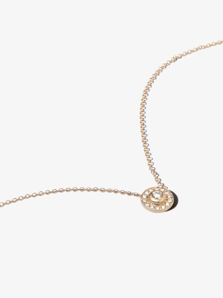 14k Yellow Gold Diamond Halo Necklace