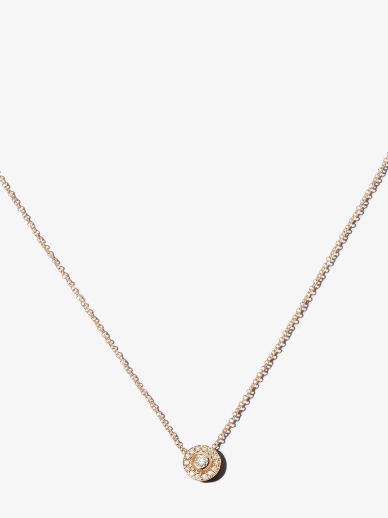 14k Yellow Gold Diamond Halo Necklace