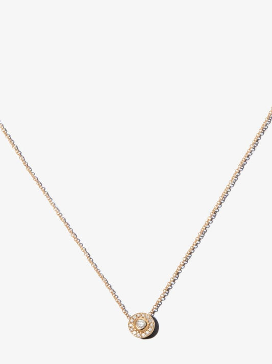 14k Yellow Gold Diamond Halo Necklace
