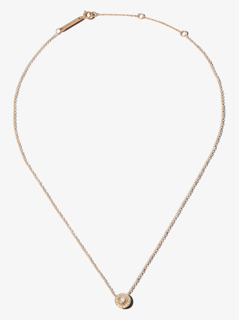 14k Yellow Gold Diamond Halo Necklace