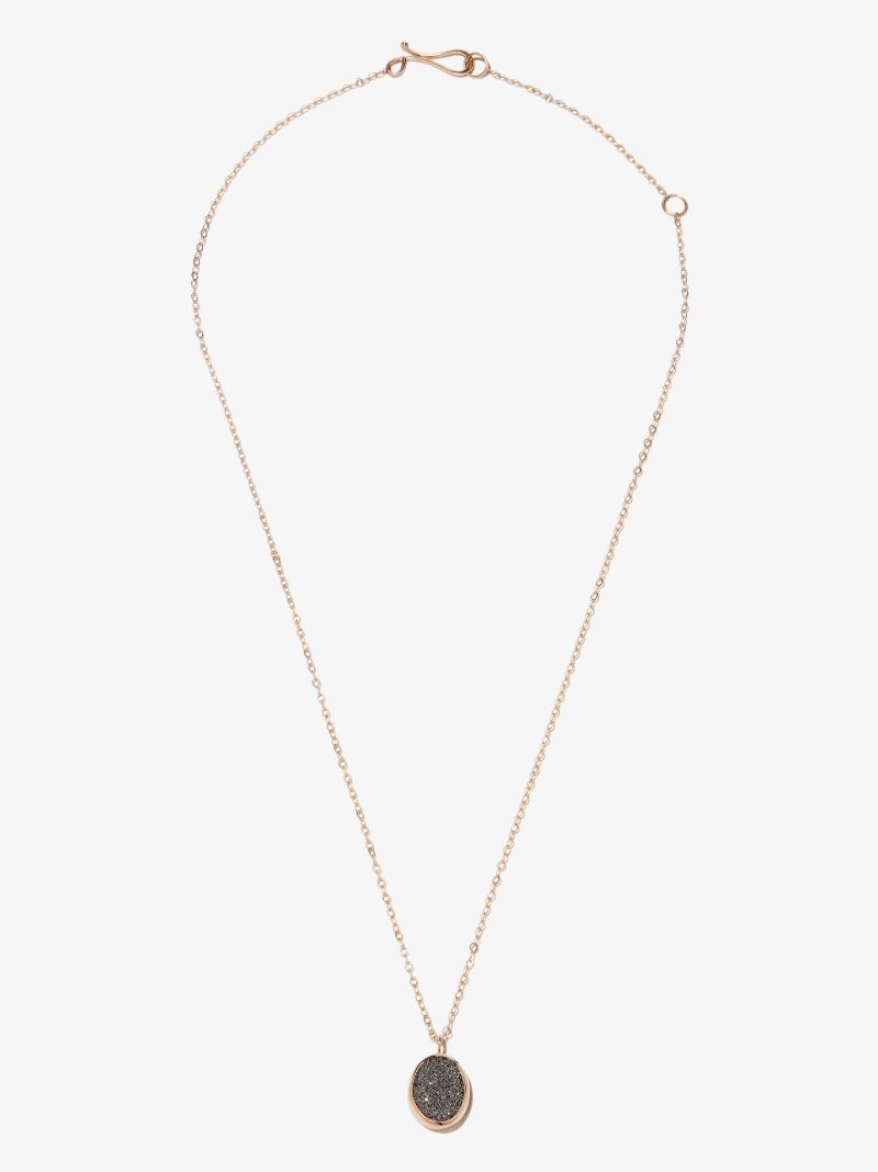14k Yellow Gold Mist Druzy Crystal Necklace