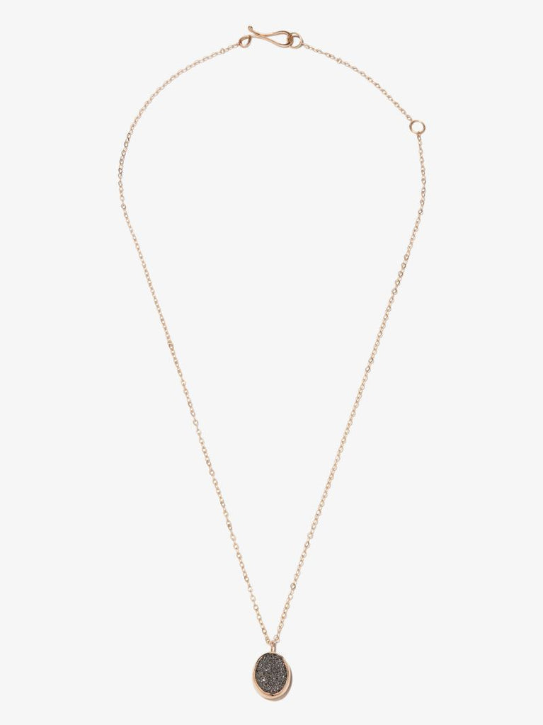 14k Yellow Gold Mist Druzy Crystal Necklace