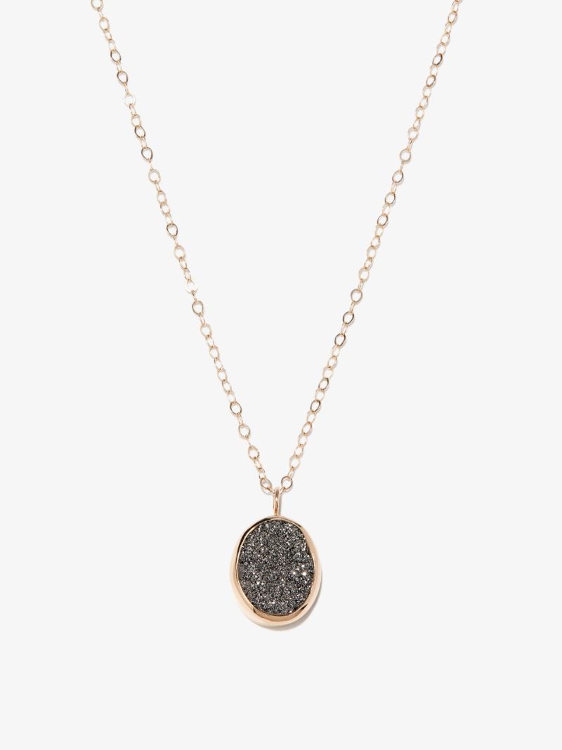 14k Yellow Gold Mist Druzy Crystal Necklace