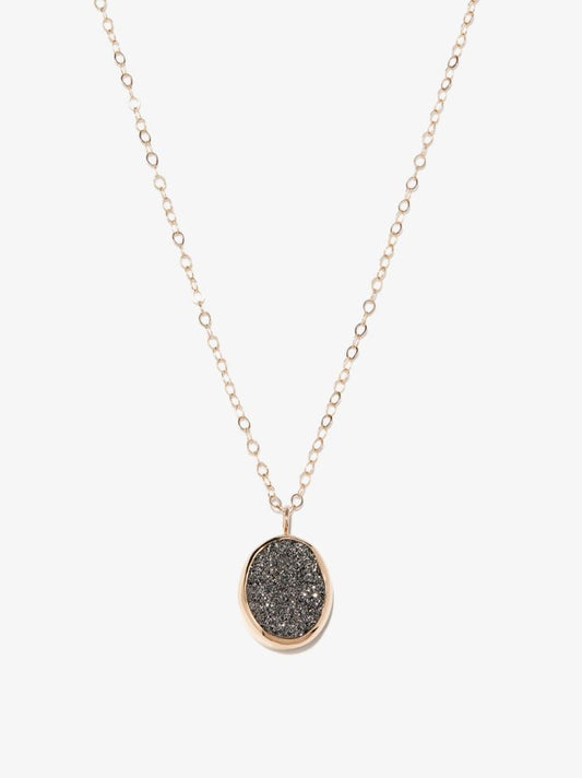 14k Yellow Gold Mist Druzy Crystal Necklace