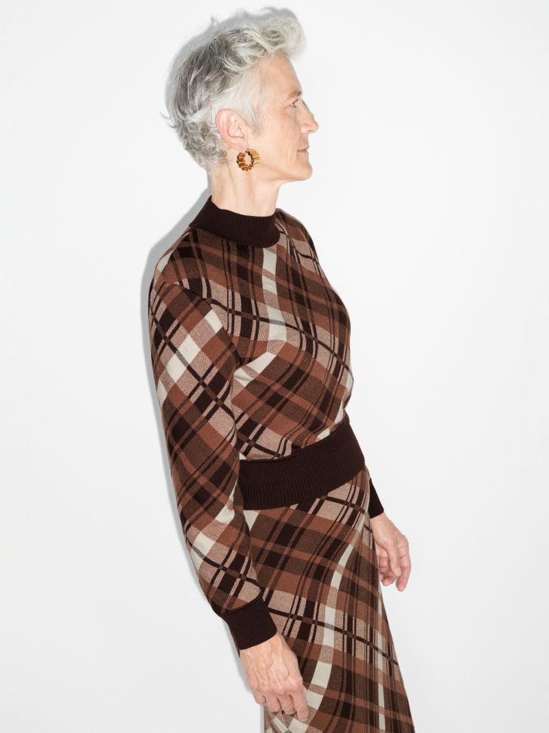 Plaid Merino Wool Cropped Sweater