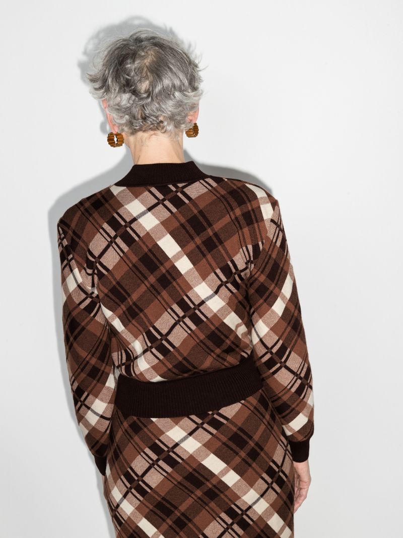 Plaid Merino Wool Cropped Sweater