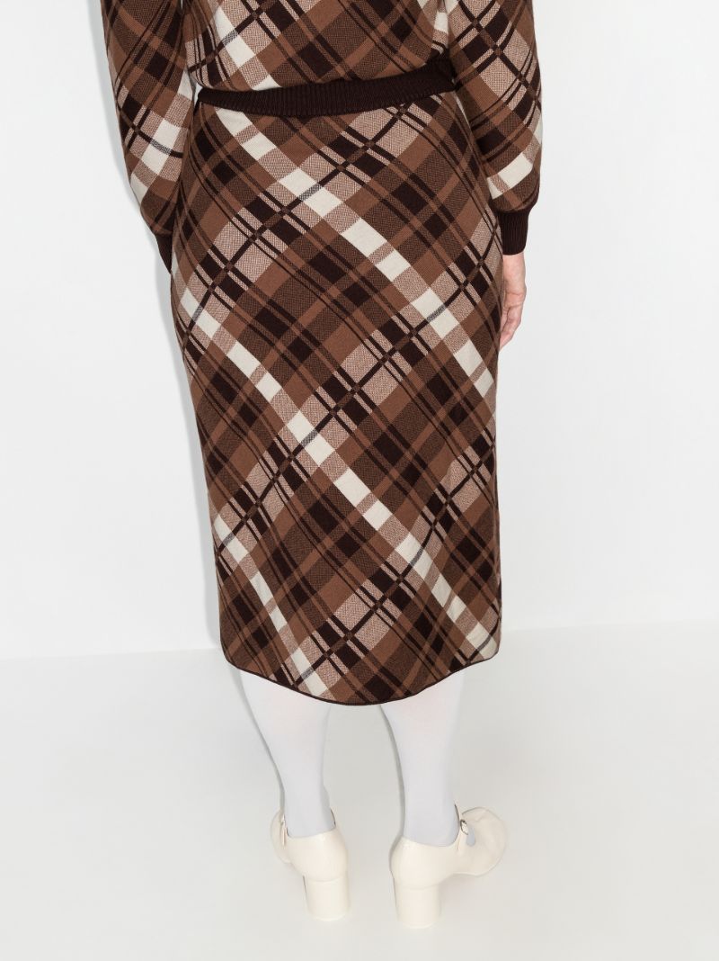 Vase Checked Jacquard Knit Midi Skirt