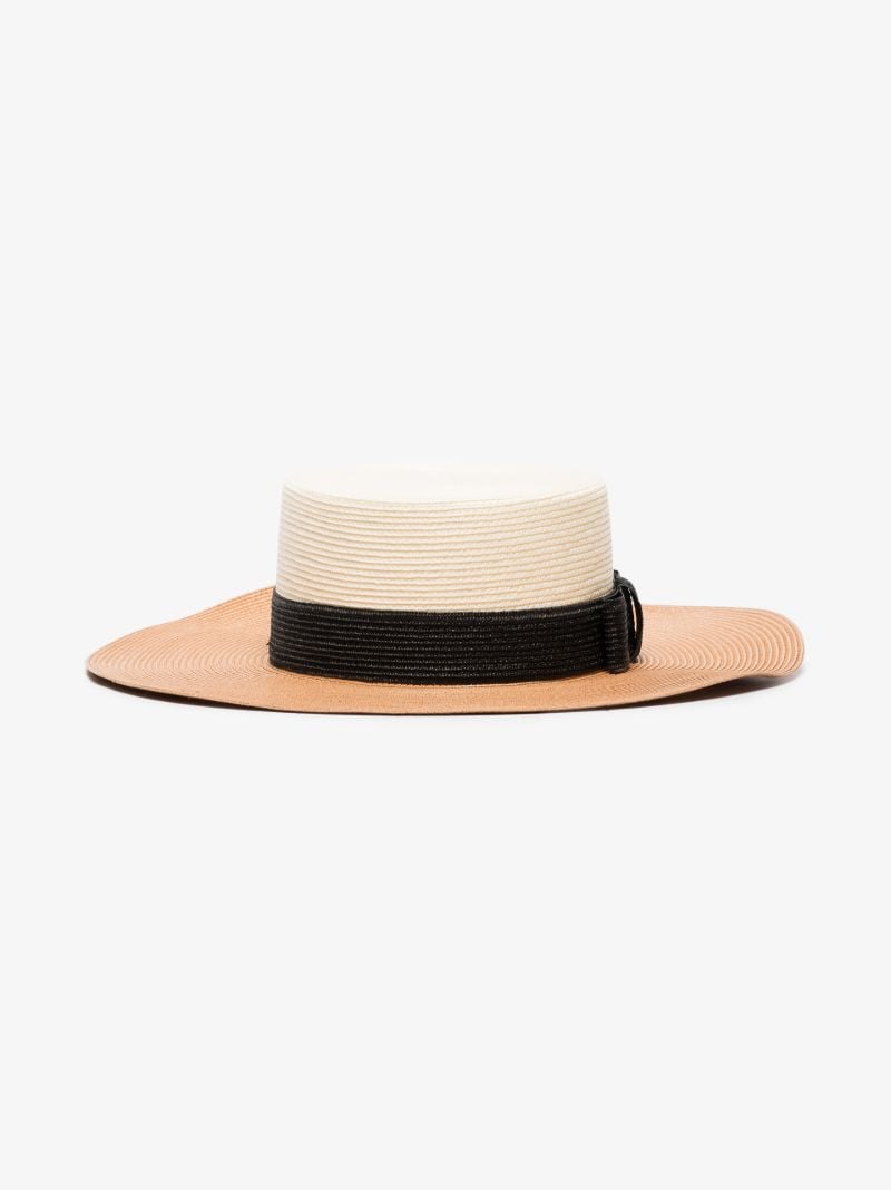 White Colour Block Boater Hat