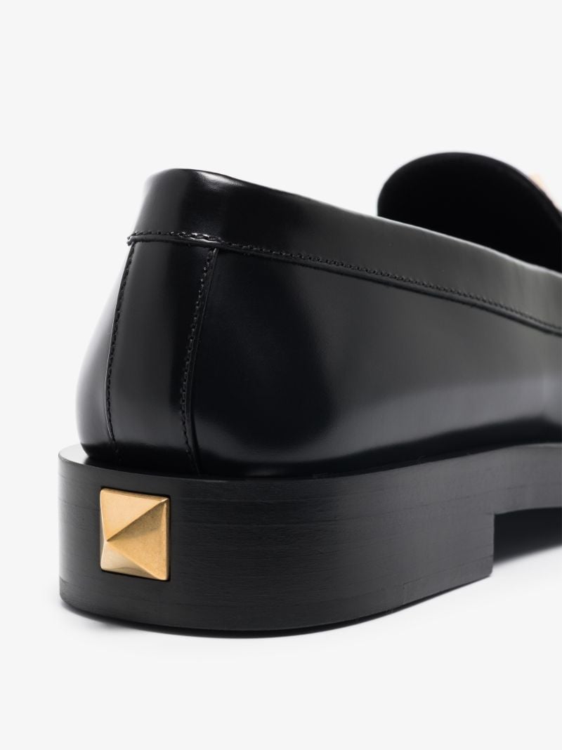 Black Roman Stud Leather Loafers