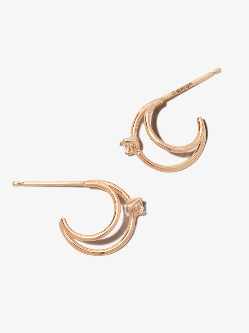 14k Yellow Gold Double Hoop Diamond Earrings