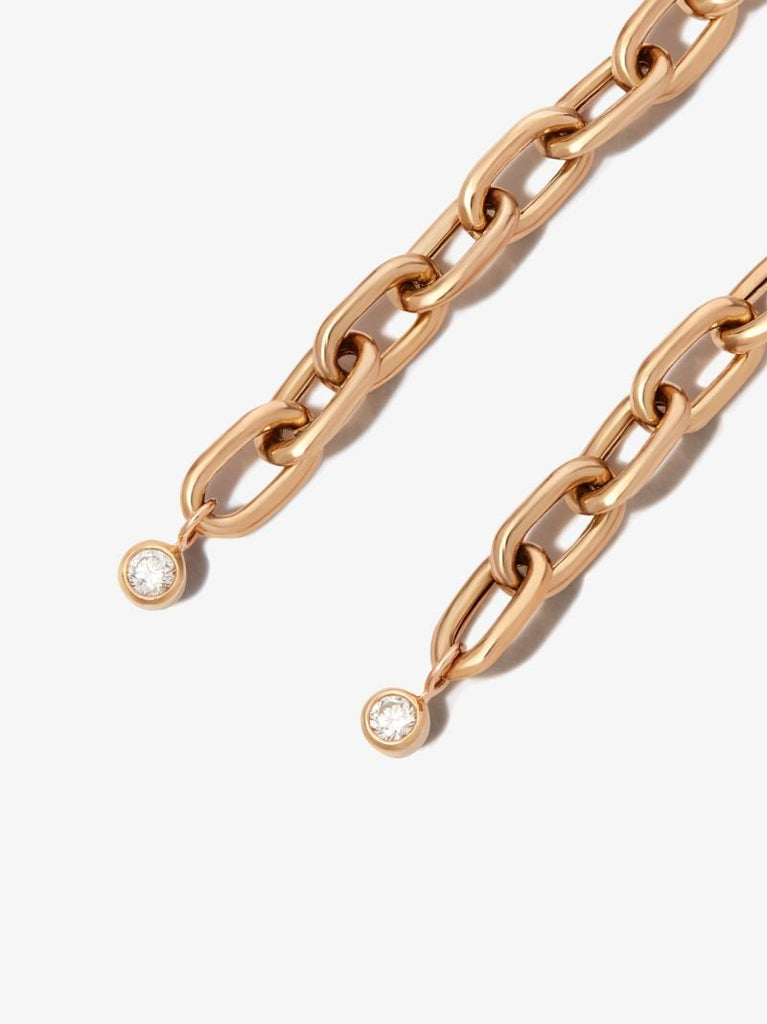 14k Yellow Gold Chain Link Diamond Earrings