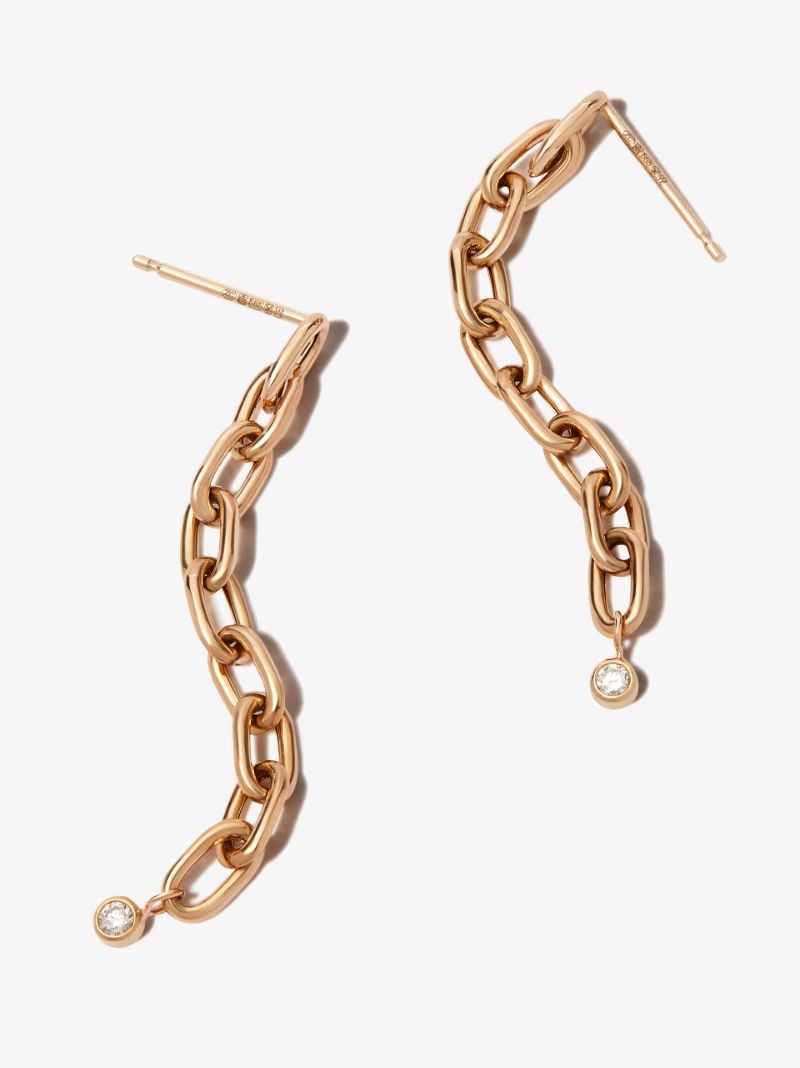 14k Yellow Gold Chain Link Diamond Earrings