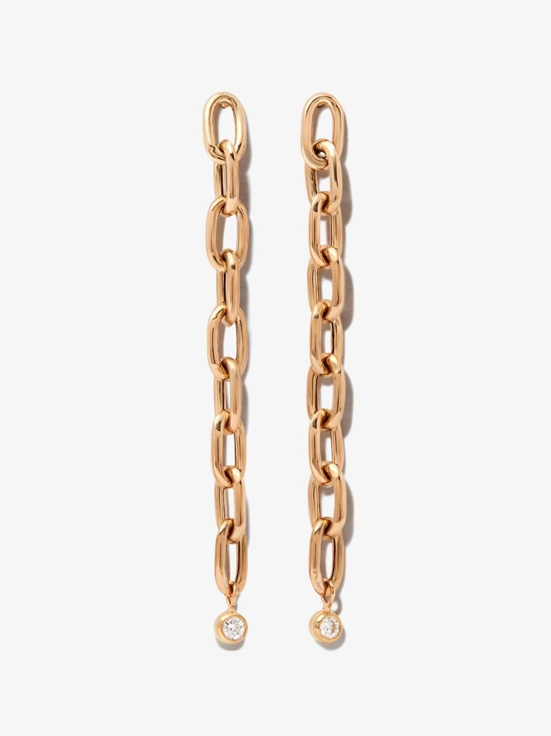 14k Yellow Gold Chain Link Diamond Earrings