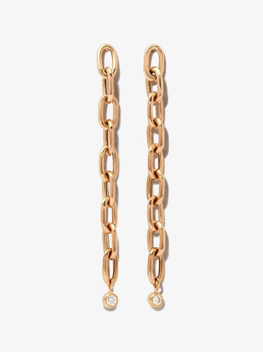 14k Yellow Gold Chain Link Diamond Earrings