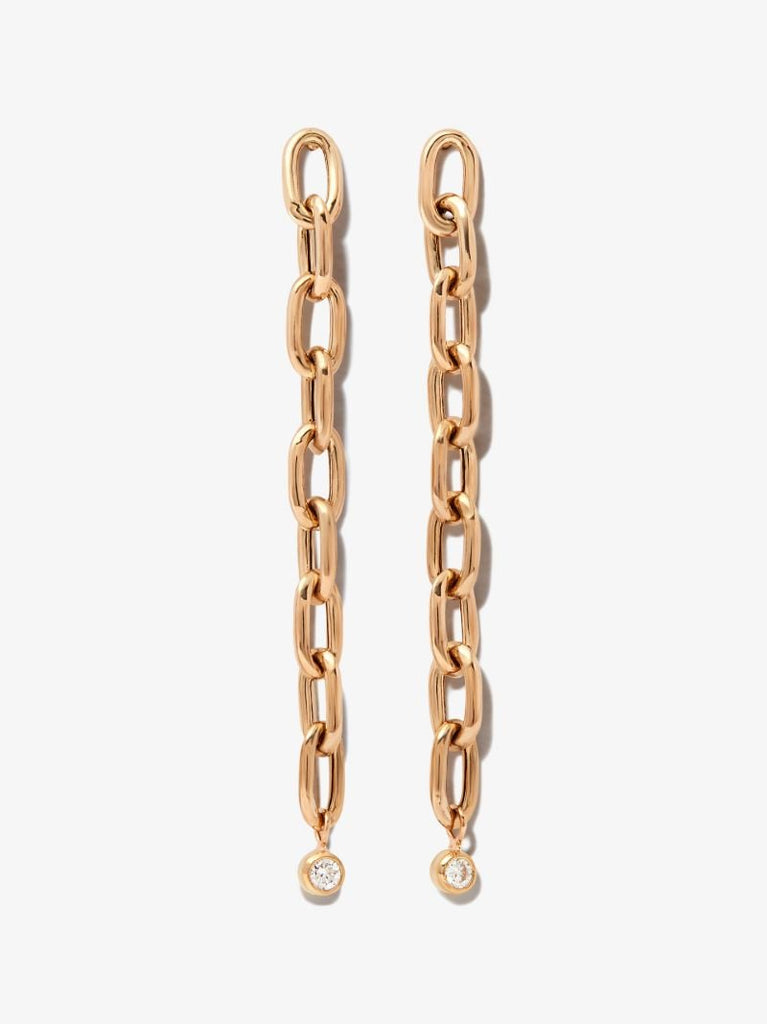 14k Yellow Gold Chain Link Diamond Earrings