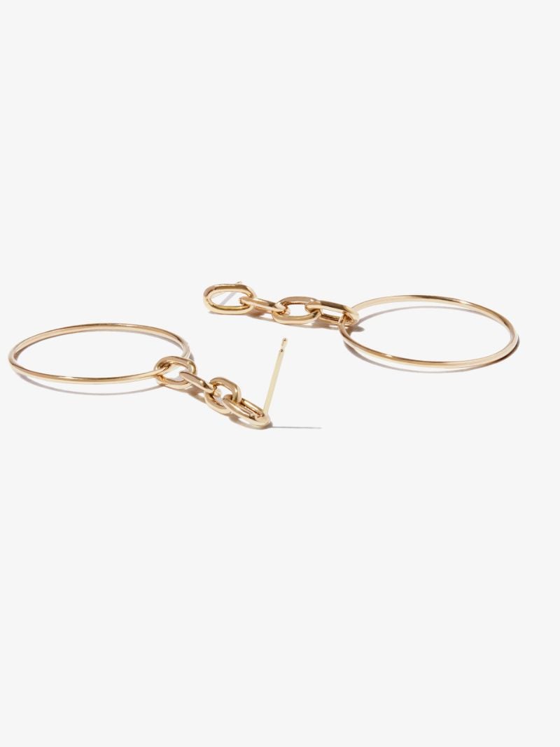14k Yellow Gold Chain Link Drop Earrings