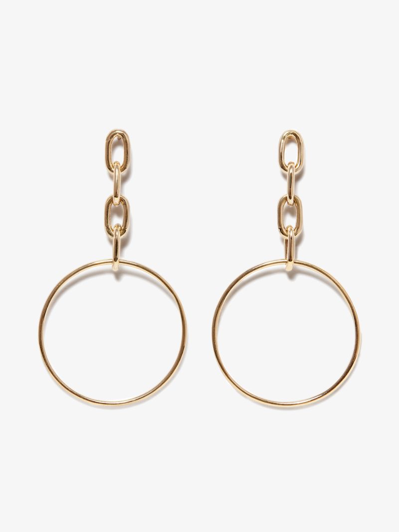 14k Yellow Gold Chain Link Drop Earrings