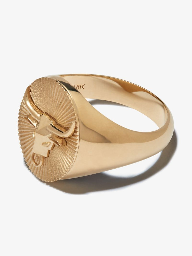 18k Yellow Gold Taurus Signet Ring