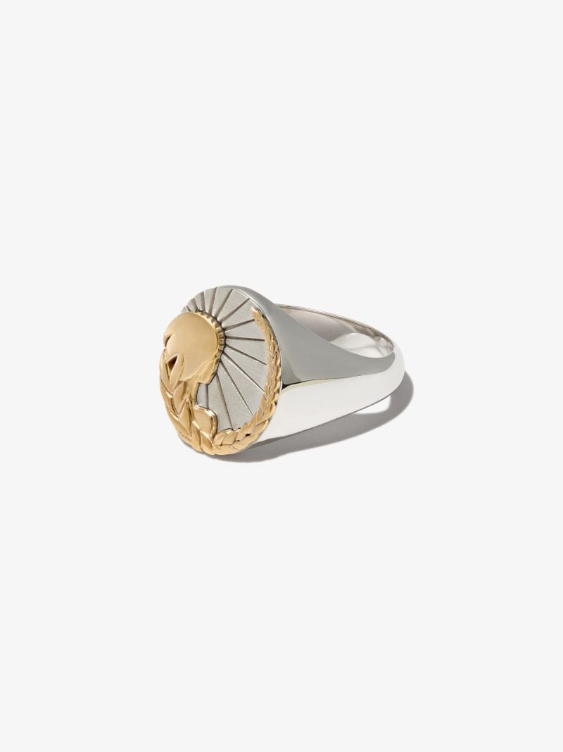 18k White and Yellow Gold Virgo Signet Ring