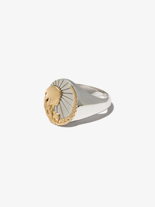 18k White and Yellow Gold Virgo Signet Ring
