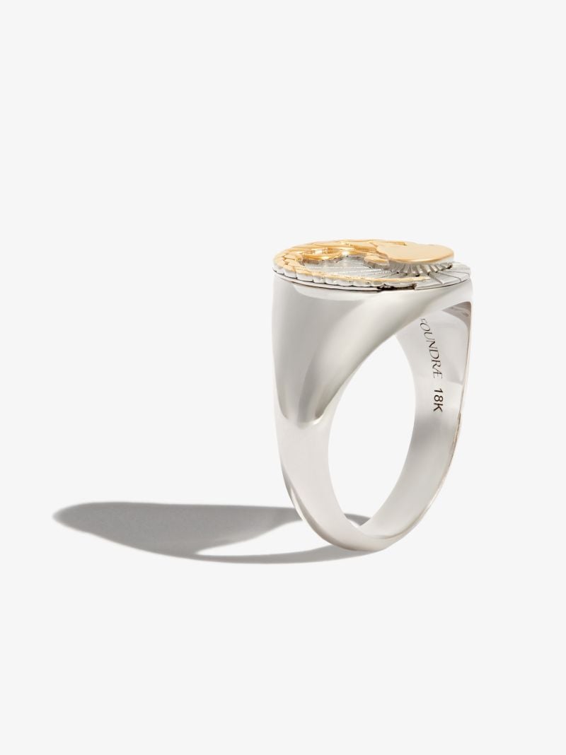 18k White and Yellow Gold Virgo Signet Ring