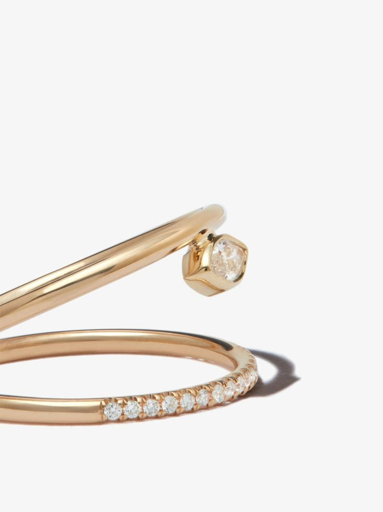 14k Yellow Gold Double Band Diamond Ring