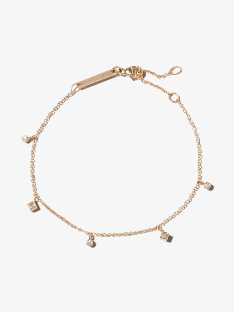 14k Yellow Gold Dangling Diamond Bracelet