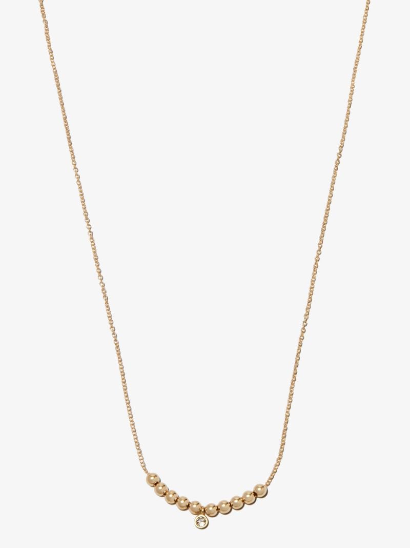 14k Yellow Gold Beaded Diamond Necklace