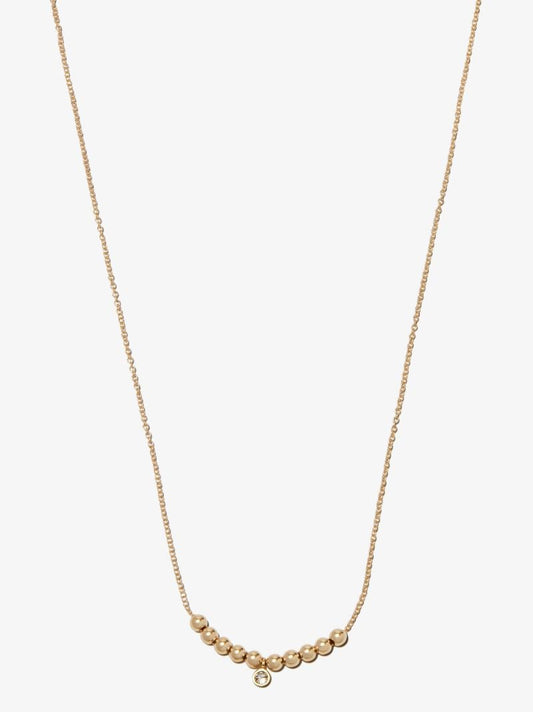 14k Yellow Gold Beaded Diamond Necklace