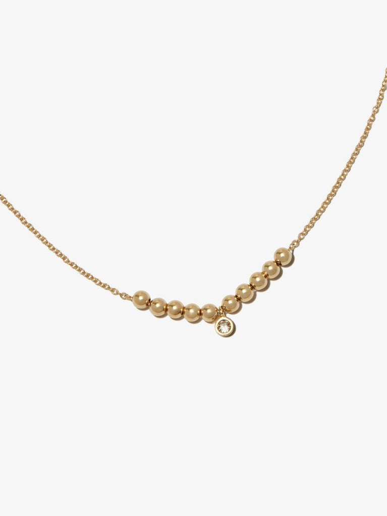 14k Yellow Gold Beaded Diamond Necklace