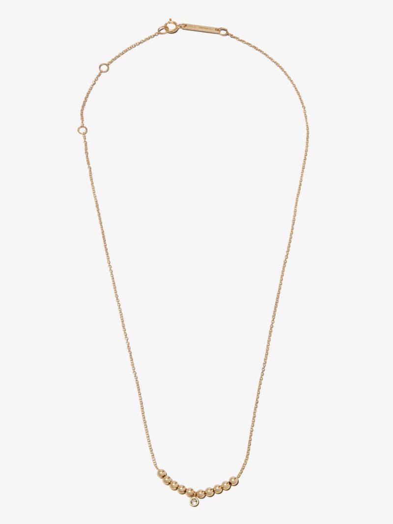 14k Yellow Gold Beaded Diamond Necklace