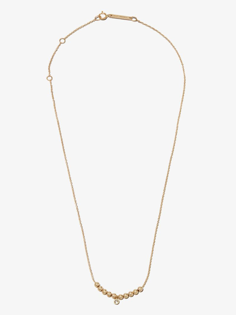 14k Yellow Gold Beaded Diamond Necklace