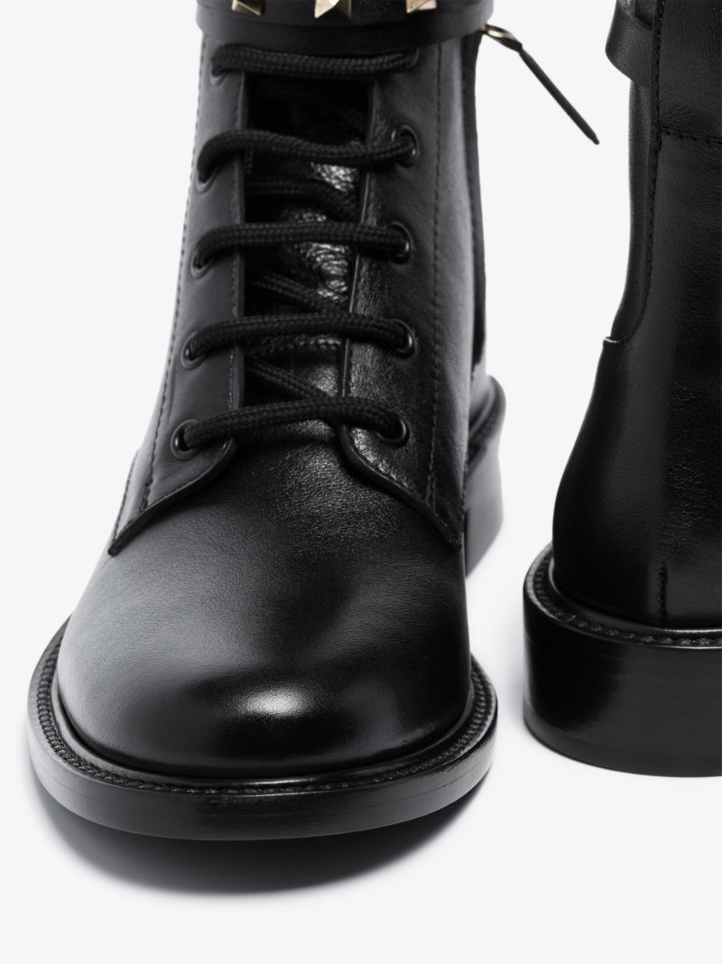 Black Rockstud Leather Ankle Boots