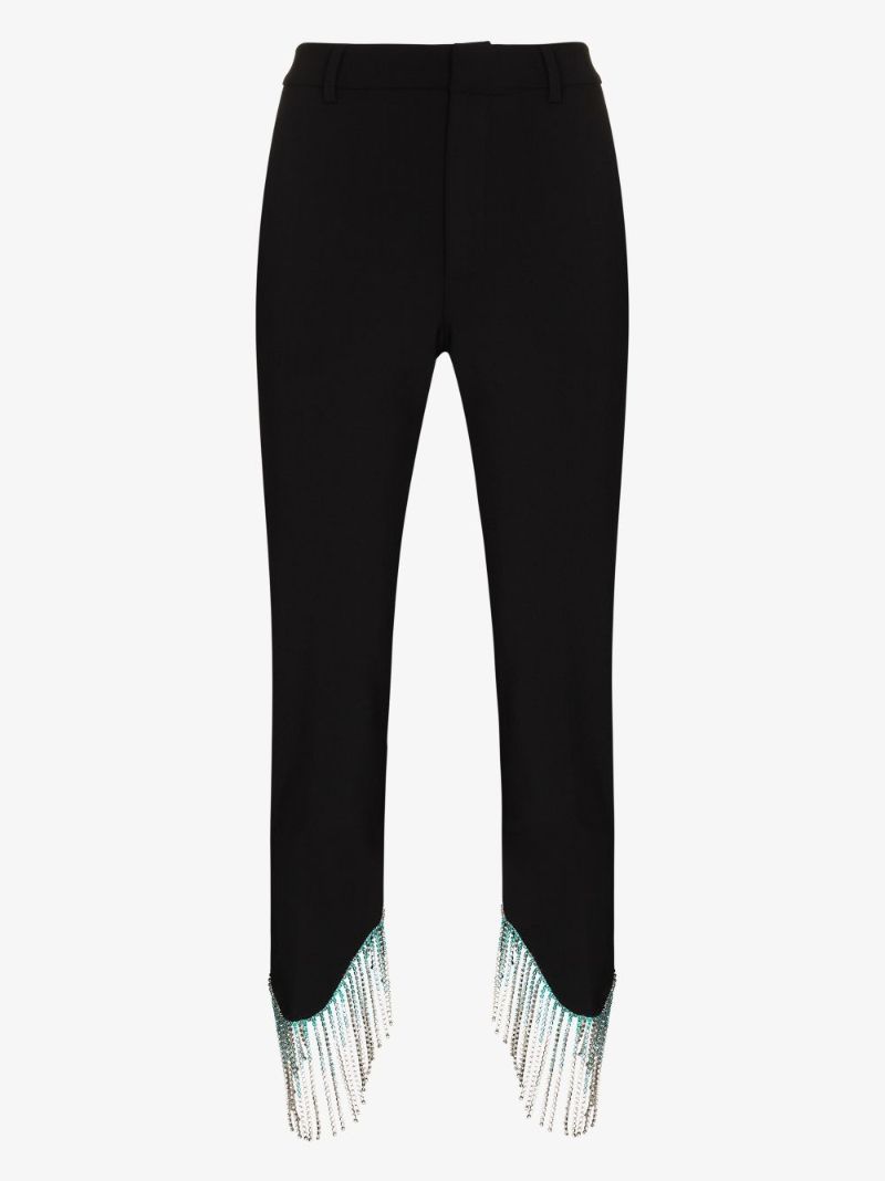 Cropped Crystal Fringe Trousers