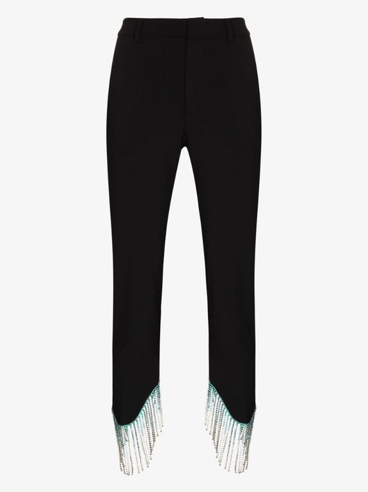 Cropped Crystal Fringe Trousers