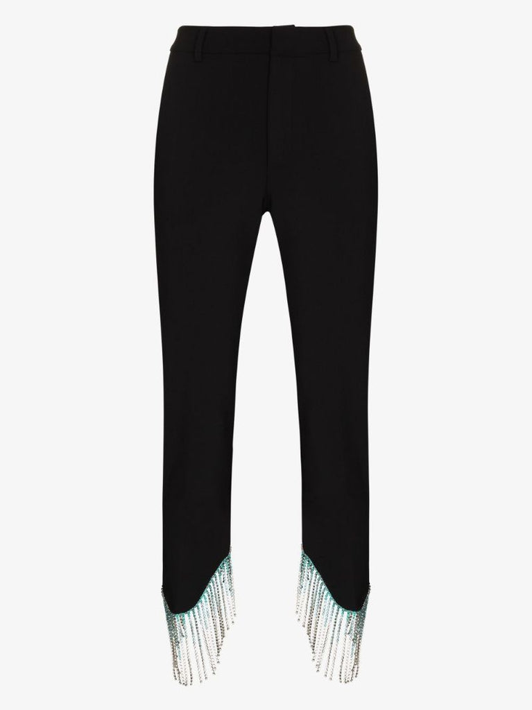 Cropped Crystal Fringe Trousers