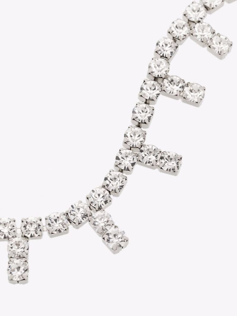 Silver Tone Crystal Choker Necklace