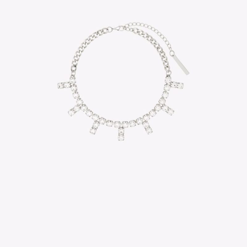 Silver Tone Crystal Choker Necklace
