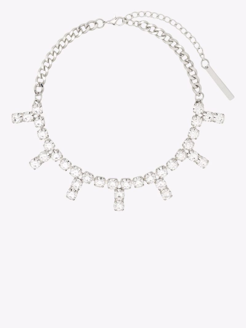 Silver Tone Crystal Choker Necklace