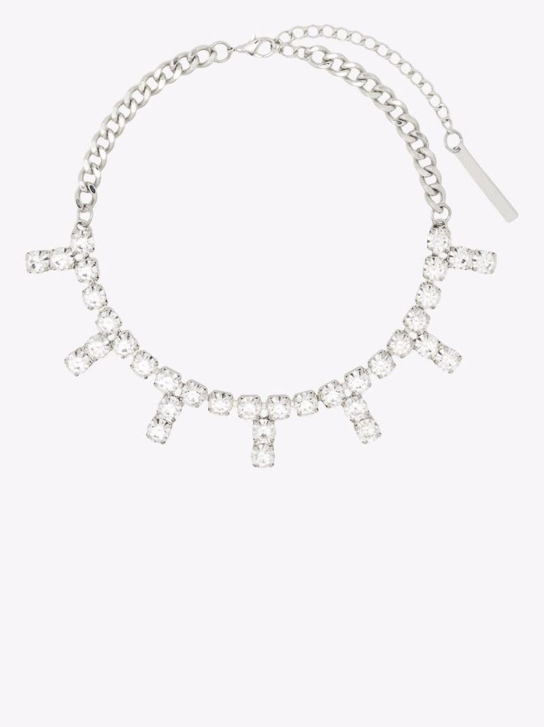 Silver Tone Crystal Choker Necklace