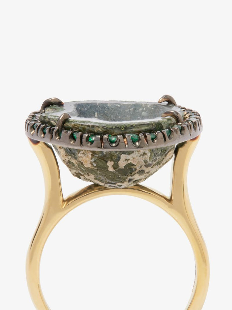 18k Yellow Gold Geode and Diamond Ring