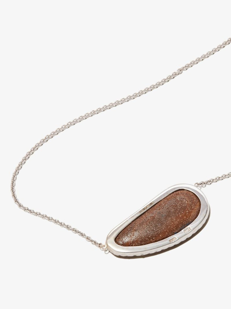 18k White Gold Boulder Opal Diamond Necklace